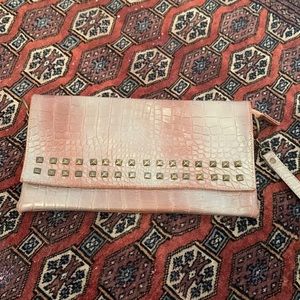 Melie Bianco clutch faux alligator studs